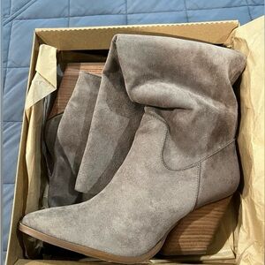 Vici Leanna Faux Suede Heeled Boot Grey 6.5